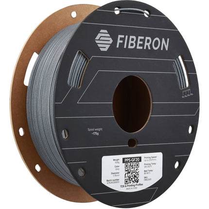 Polymaker Fiberon PPS-GF20 Filamento PPS 0.5kg Negro Resistente Químico