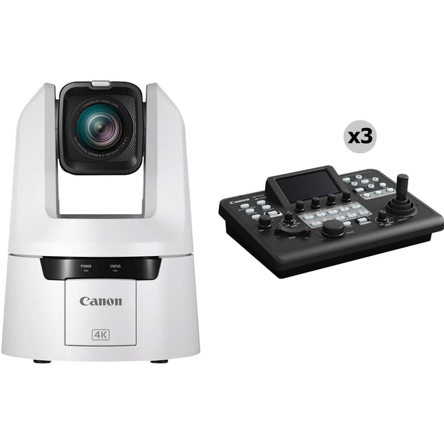 Canon CR-N500 Kit 3 Cámaras PTZ 4K Zoom 15x Controlador Joystick