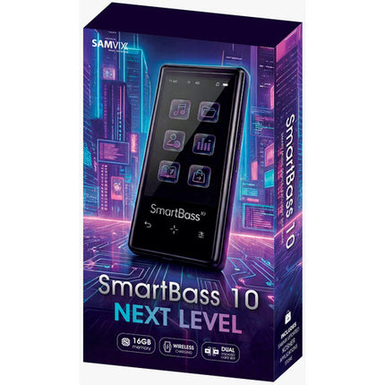 Samvix Smartbass 10 Reproductor MP3 Pantalla Táctil 16GB Negro USB-C Y Carga Inalámbrica