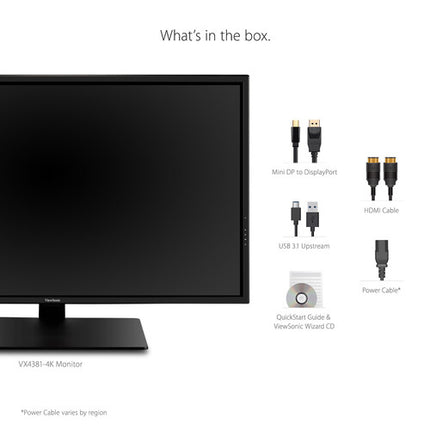 ViewSonic VX4381U-4K Monitor 42.5" 4K UHD HDR USB-C 65W