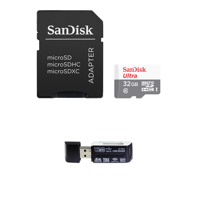 SanDisk 32GB Ultra Tarjeta microSDHC UHS-I Clase 10 100 MB/s con Adaptador y Lector USB 2.0 4 en 1