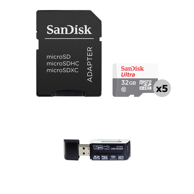 SanDisk 32GB Ultra microSDHC UHS-I Clase 10 100MB/s con Adaptador y Lector 4-en-1