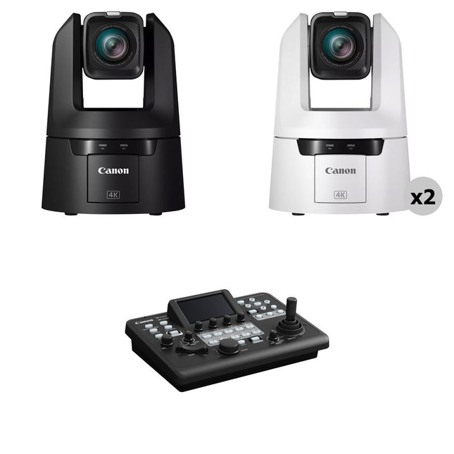 Canon CR-N500 Kit de 3 cámaras PTZ 4K NDI HX2 Zoom 15x con controlador RC-IP300