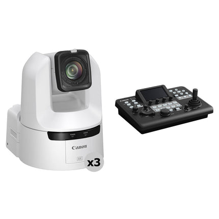 Canon CR-N350 Kit 3 Cámaras PTZ 4K 20x Zoom Controlador RC-IP300