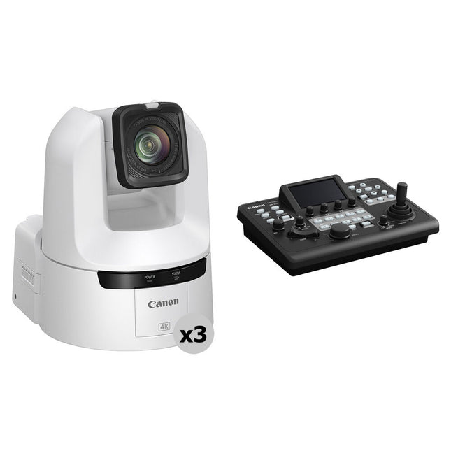 Canon CR-N350 Kit 3 Cámaras PTZ 4K 20x Zoom Controlador RC-IP300