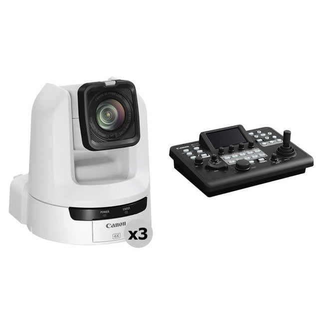 Canon CR-N300 Kit 3 Cámaras PTZ 4K UHD 20x Zoom Controlador RC-IP300