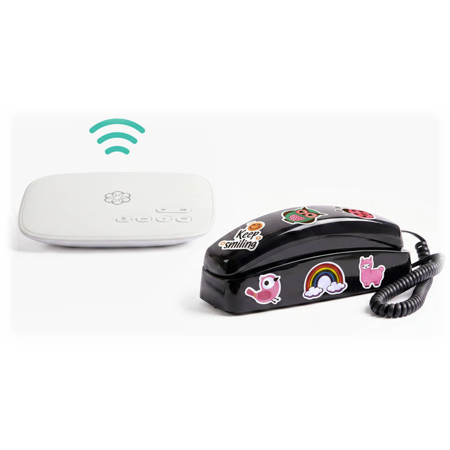 Ooma MyPhone Teléfono VoIP para Niños Negro con Base Estación Adaptador