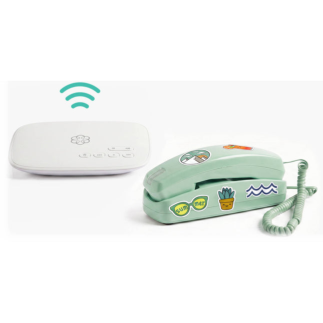 Ooma MyPhone Teléfono VoIP para Niños Verde con Estación Base y Cable Ethernet