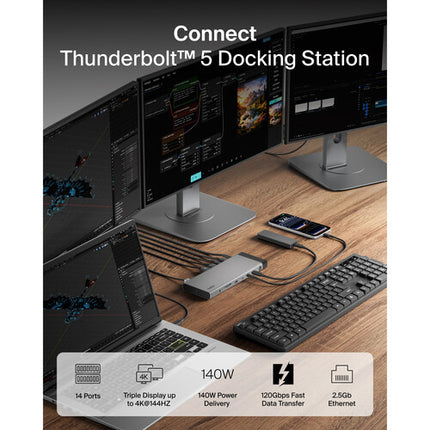 Belkin Connect 14 Puertos Thunderbolt 5 Dock 140W PD 4K144 Triple Display