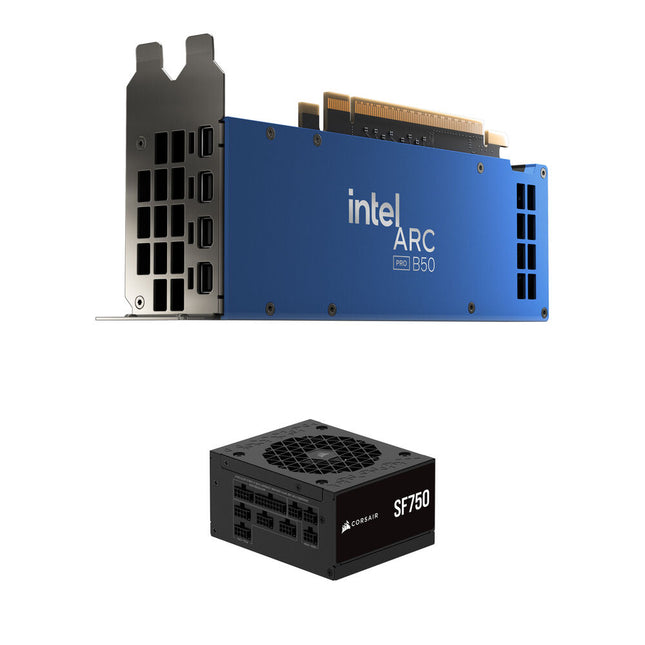 Intel Arc Pro B50 gráfica para estación de trabajo 16GB GDDR6 750W fuente de alimentación platino
