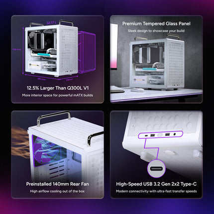 Cooler Master QUBE 340 Caja Micro-ATX Blanca con Ventana y Ventilador 140mm