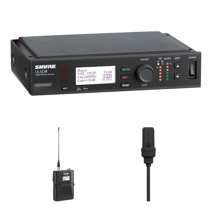 Shure ULXD Micrófono Lavalier Subminiatura Cardioide con Bodypack y Receptor Kit G57 G50 138 MHz Rango de Sintonía