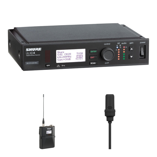 Shure ULXD Micrófono Lavalier Subminiatura Cardioide con Bodypack y Receptor Kit G57 G50 138 MHz Rango de Sintonía