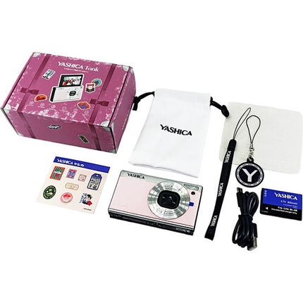 Yashica Tank cámara digital compacta 12MP 4.05mm lente rosa marshmallow