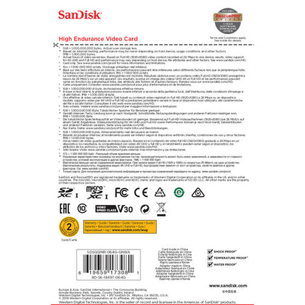 SANDISK 64GB High Endurance microSD UHS-I 100MBs con Adaptador SD