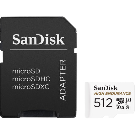 SANDISK 512GB microSD UHS-I High Endurance Tarjeta de Memoria con Adaptador SD