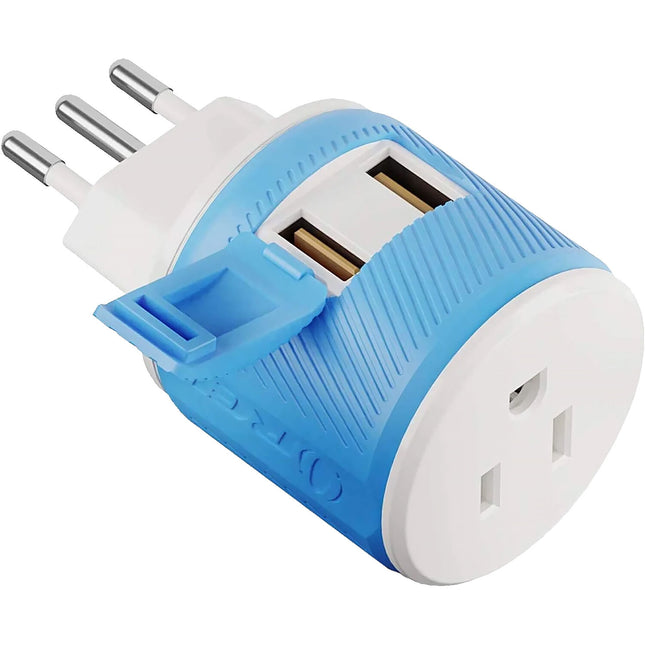 OREI U2U-12A Adaptador de Enchufe Tipo B a Tipo L con 2 Puertos USB 3.0A 3000W