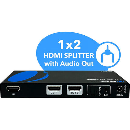 OREI 1x2 HDMI Splitter y Downscaler 8K con Extracción de Audio 18 Gb/s