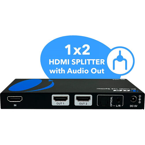 OREI 1x2 HDMI Splitter y Downscaler 8K con Extracción de Audio 18 Gb/s