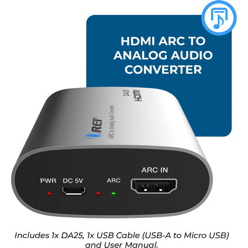 OREI DA25 Extractor de Audio HDMI eARC/ARC a RCA L R con Jack 3.5mm