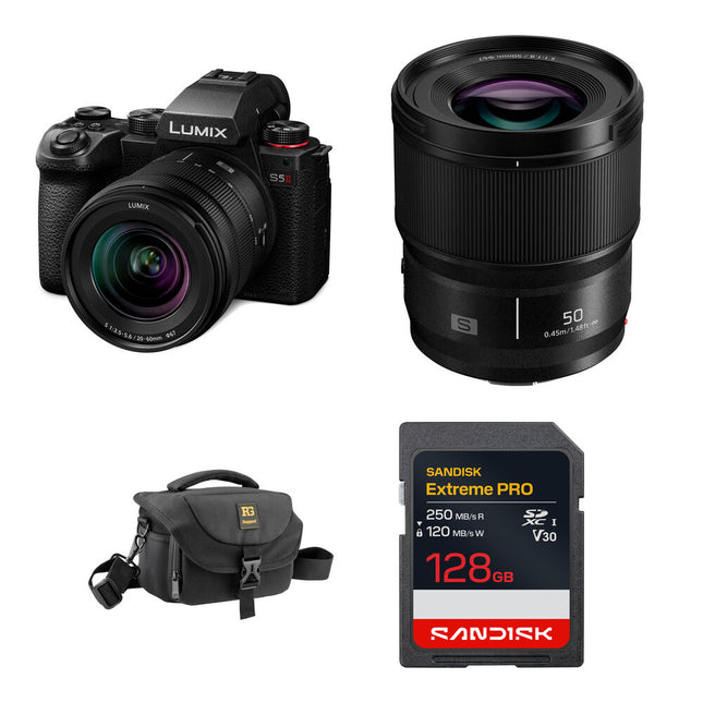 Panasonic LUMIX S5 II Cámara sin Espejo 24.2MP 6K con Lentes 20-60mm 50mm y Accesorios Básicos