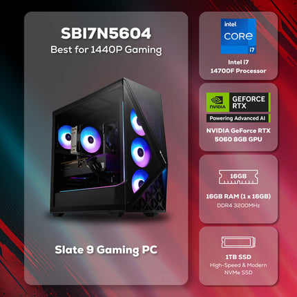 iBUYPOWER Slate PC Gaming con Intel i7 16GB RAM 1TB SSD 8GB RTX 5060