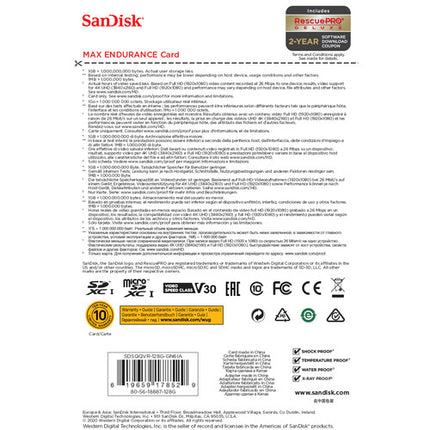 SANDISK 128GB MAX ENDURANCE microSDXC UHS-I 100MB/s con adaptador SD