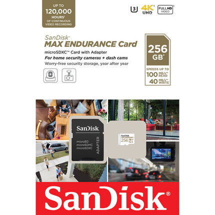 SANDISK 256GB MAX ENDURANCE microSDXC UHS-I 100MB/s Tarjeta con Adaptador SD