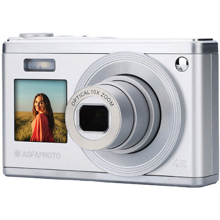 AgfaPhoto Realishot DC9200 Cámara digital dual pantalla 24MP 10x zoom con funda y correa