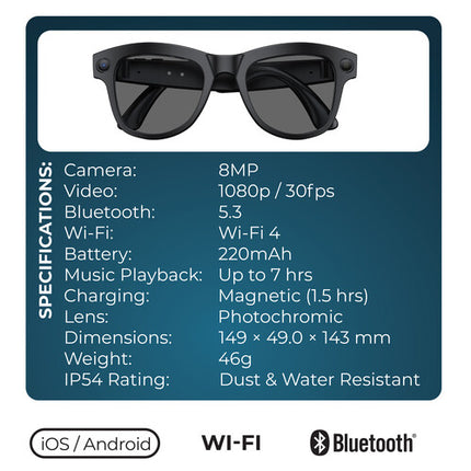 Supersonic VisionEDGE Gafas Inteligentes AI con Lentes Fotocromáticas 8MP y 2GB Integrados