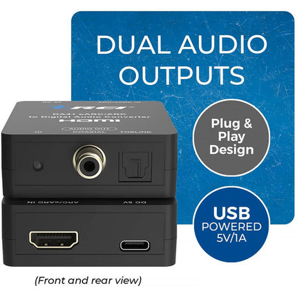 OREI DA41 Extractor de Audio HDMI eARC ARC a Óptico Coaxial con Cable USB-C