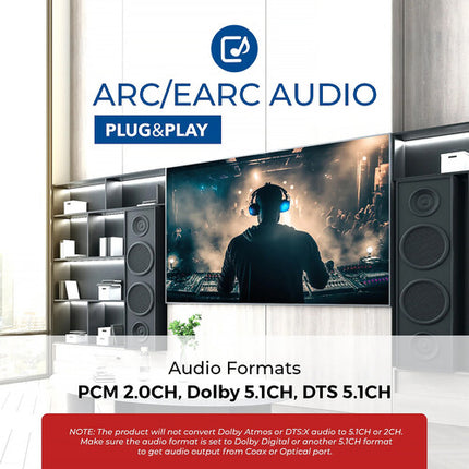 OREI DA41 Extractor de Audio HDMI eARC ARC a Óptico Coaxial con Cable USB-C