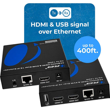 OREI 4K HDMI sobre IP Extensor KVM receptor y transmisor 500 pies resolución 4K60