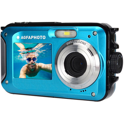 AgfaPhoto Realishot WP8000 Cámara digital acuática 8MP vídeo 2.7K dual pantalla azul
