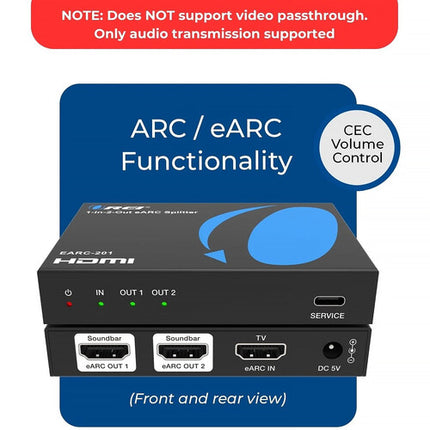 OREI EARC-201 Divisor HDMI Audio 1x2 eARC 32 Canales 192 kHz
