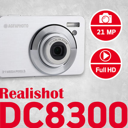 AgfaPhoto Realishot DC8300 Cámara Digital Compacta 8MP Zoom 8x Plata