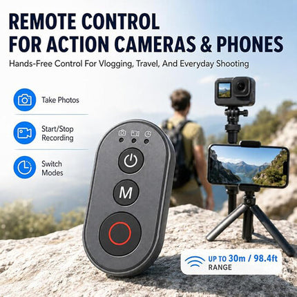 Raywowo Mando Inalámbrico Bluetooth Alcance 98m Control Cámara y Teléfono
