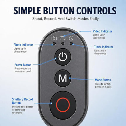 Raywowo Mando Inalámbrico Bluetooth Alcance 98m Control Cámara y Teléfono