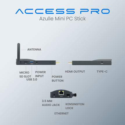 Azulle Access Pro Mini PC Stick sin OS Intel N100 8GB RAM 64GB eMMC