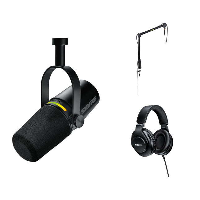 Shure MV7+ Micrófono para Podcast XLR USB con Brazo y Auriculares SRH440A