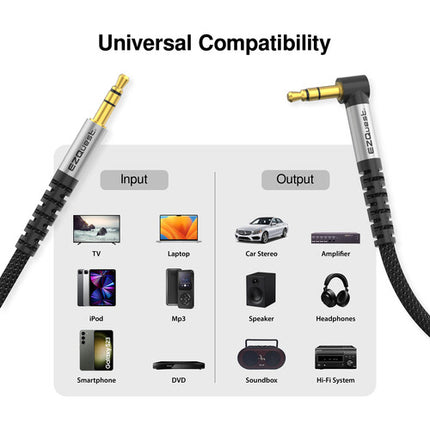 EZQuest DuraGuard Cable de Audio 3.5mm TRS Macho 3m Conexión Recta y Angular