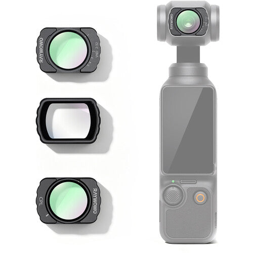 Raywowo Set de Filtros Magnéticos CPL VND2-32 Black Mist para DJI Osmo Pocket 3 3-Pack