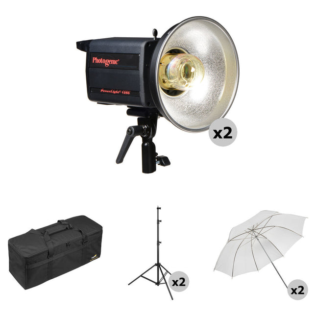 Photogenic PL1250C Kit de Lámparas Monolight 1000Ws con Reflectores y Paraguas
