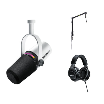 Shure MV7+ Micrófono para Podcast XLR USB con Brazo y Auriculares