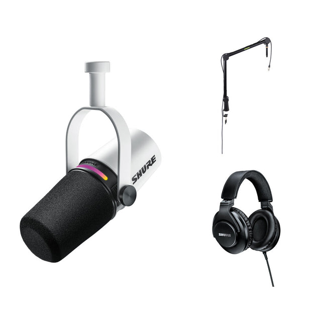 Shure MV7+ Micrófono para Podcast XLR USB con Brazo y Auriculares