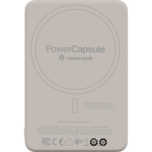 Twelve South PowerCapsule 5K Batería Externa 5000mAh Carga Inalámbrica 15W Dune
