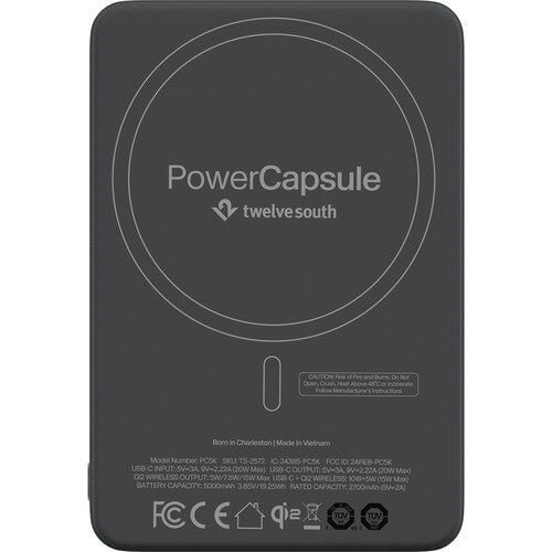 Twelve South PowerCapsule 10K Batería 10000mAh Carga Inalámbrica 15W Slate