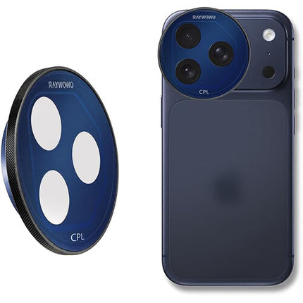 Raywowo Filtro ND Variable 1-5 Stop para iPhone 17 Pro Max Azul Oscuro