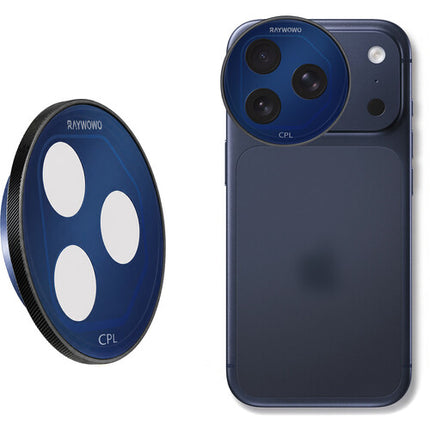 Raywowo Filtro Polarizador Circular CPL para iPhone 17 Pro Max Azul Oscuro con Paño de Limpieza