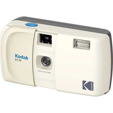 Kodak EC35 Cámara de película 35mm lente 25mm f10 blanco vainilla con correa